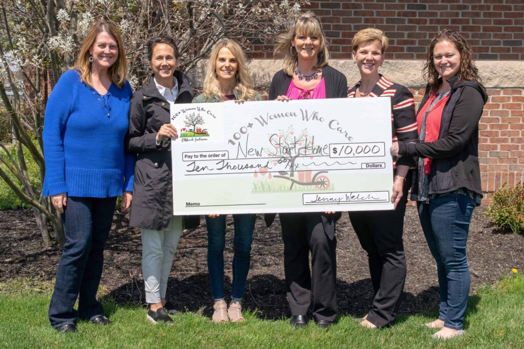 100 Women Who Care standing with a large check