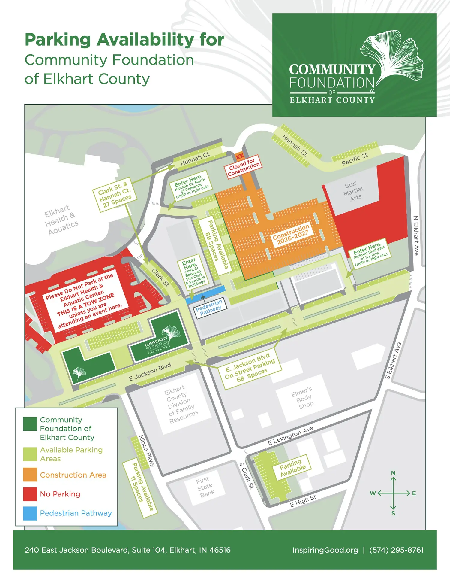 Community Foundation of Elkhart County Parking Map